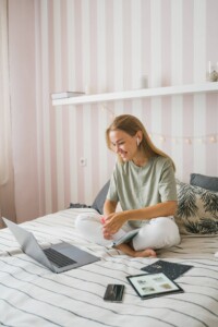 woman doing E-Learning at work